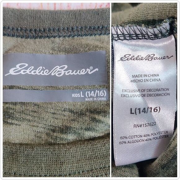Boys' Eddie Bauer green camouflage t-shirt L (14/16) - Picture 5 of 5